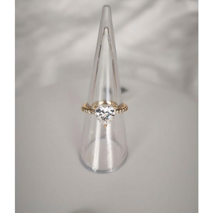 Anillo - Mujer - Corazón - Cristal - Blanco - Chapado en oro amarillo de 18k - 3 micras - Tallas 52 a 60