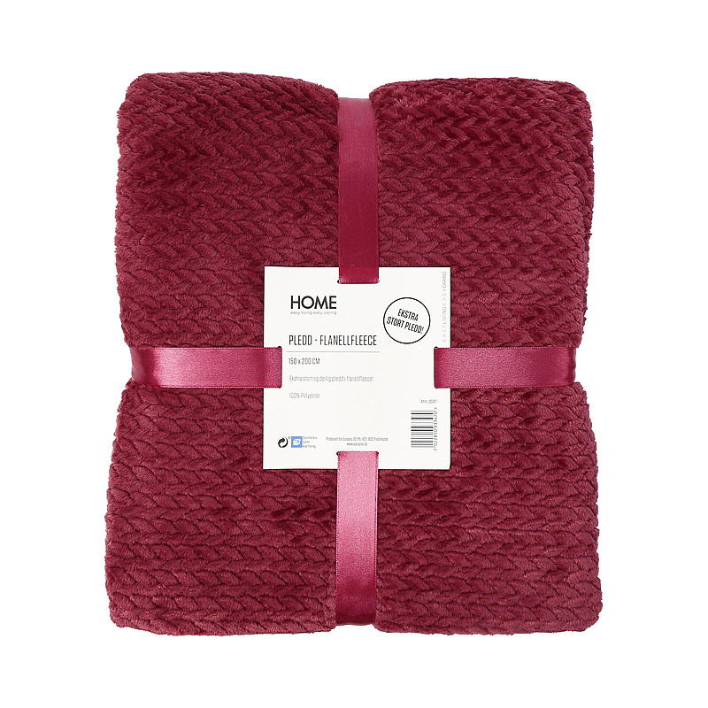 Hjemmeteppe 150x200 cm flanellfleece rød melert