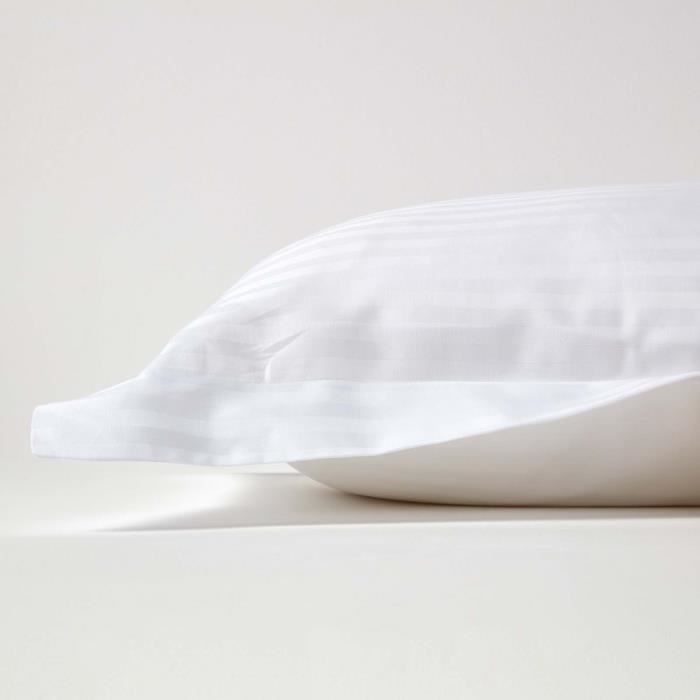 Funda de almohada - Satén de algodón - Blanca - 50 x 75 cm - 330 hilos - Hipoalergénica