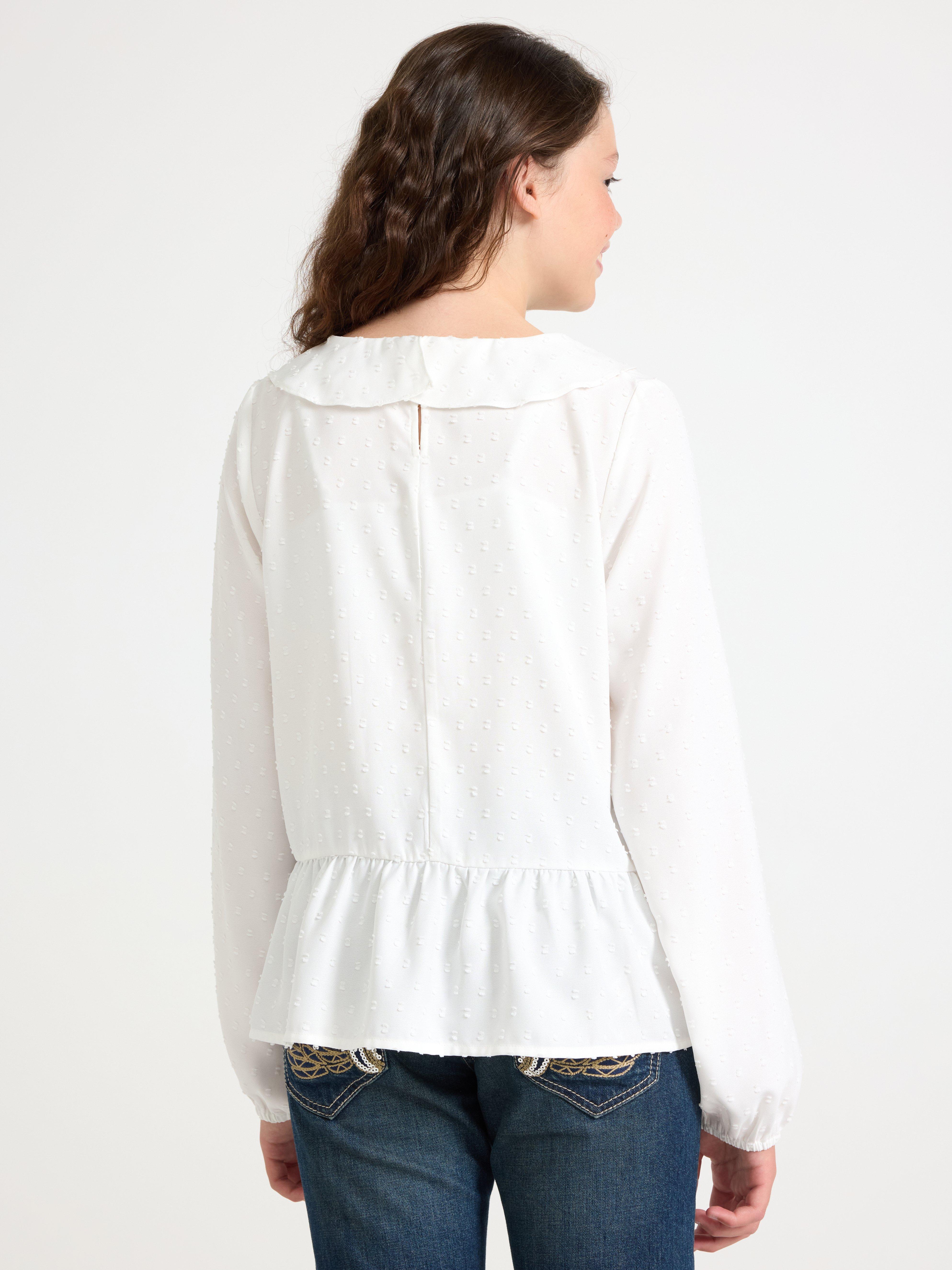 Blusa de manga larga color blanco roto