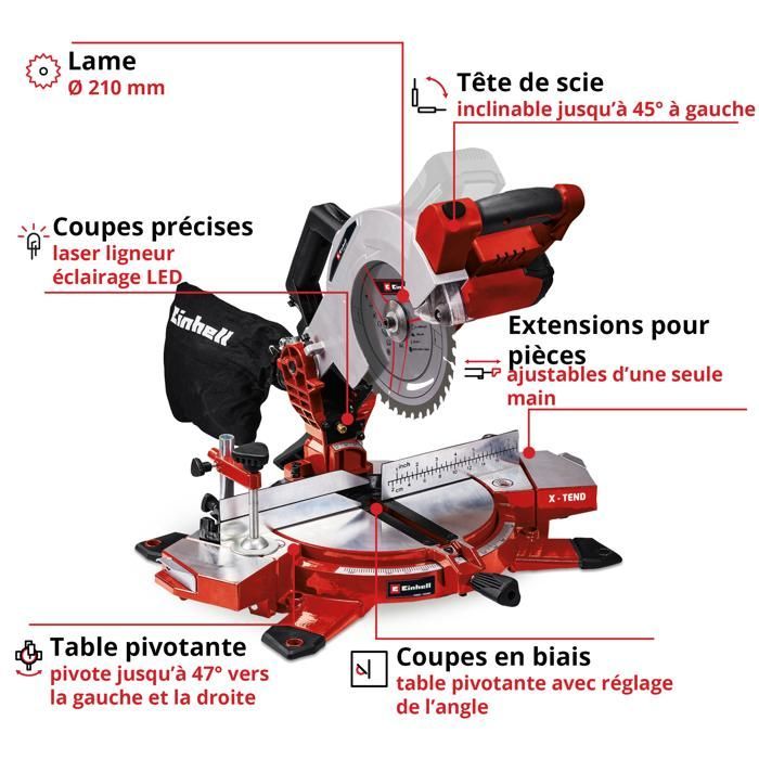 Sierra ingletadora inalámbrica Einhell TE-MS 18/210 Li - Solo PXC (18 V, hoja de 210 x 30 mm). Se suministra sin batería ni cargador.