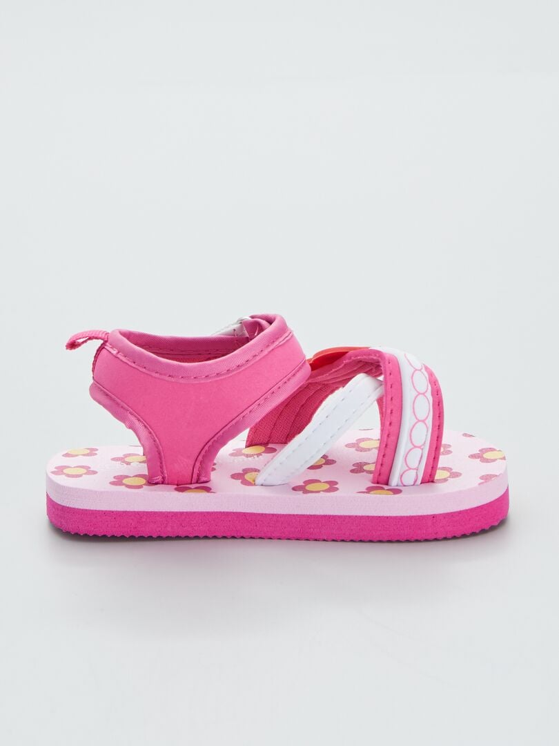 Sandálias de tiras estampadas - rosa