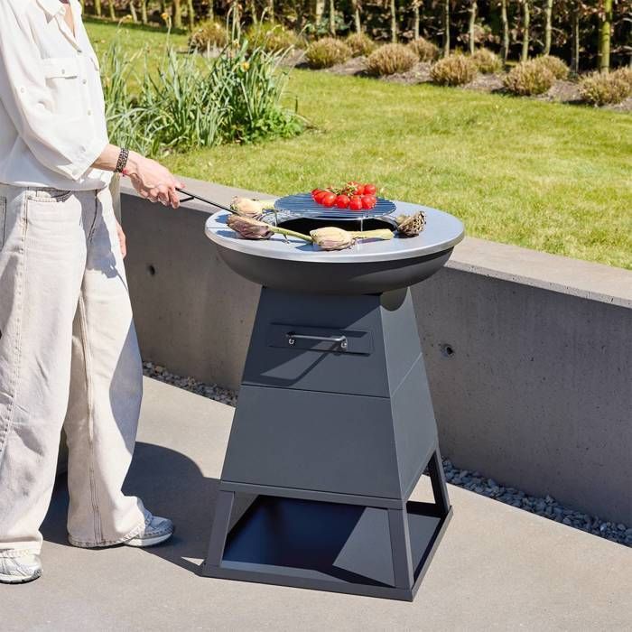 IZALCO barbecue vuurkorf met een diameter van 59 cm en opbergruimte