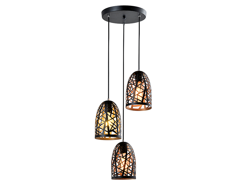 Lampa wisząca Carlow 3-punktowa metalowa czarna