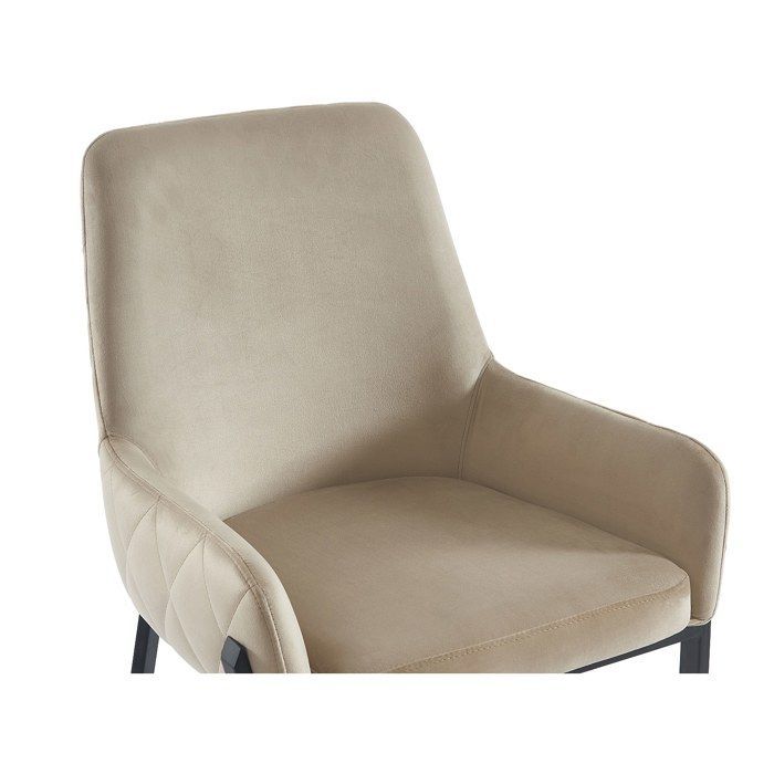 Lot de 6 chaises avec accoudoirs en velours et métal - Beige - CAROLONA