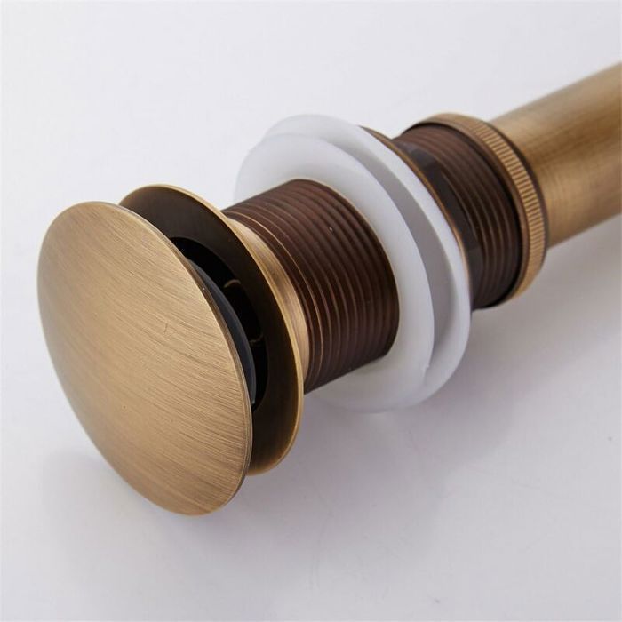 Tapón de desagüe retro emergente GABRIELLE para fregadero, desagüe con sistema de clic-clac sin rebosadero, latón bronceado, válvula de desagüe universal para fregadero