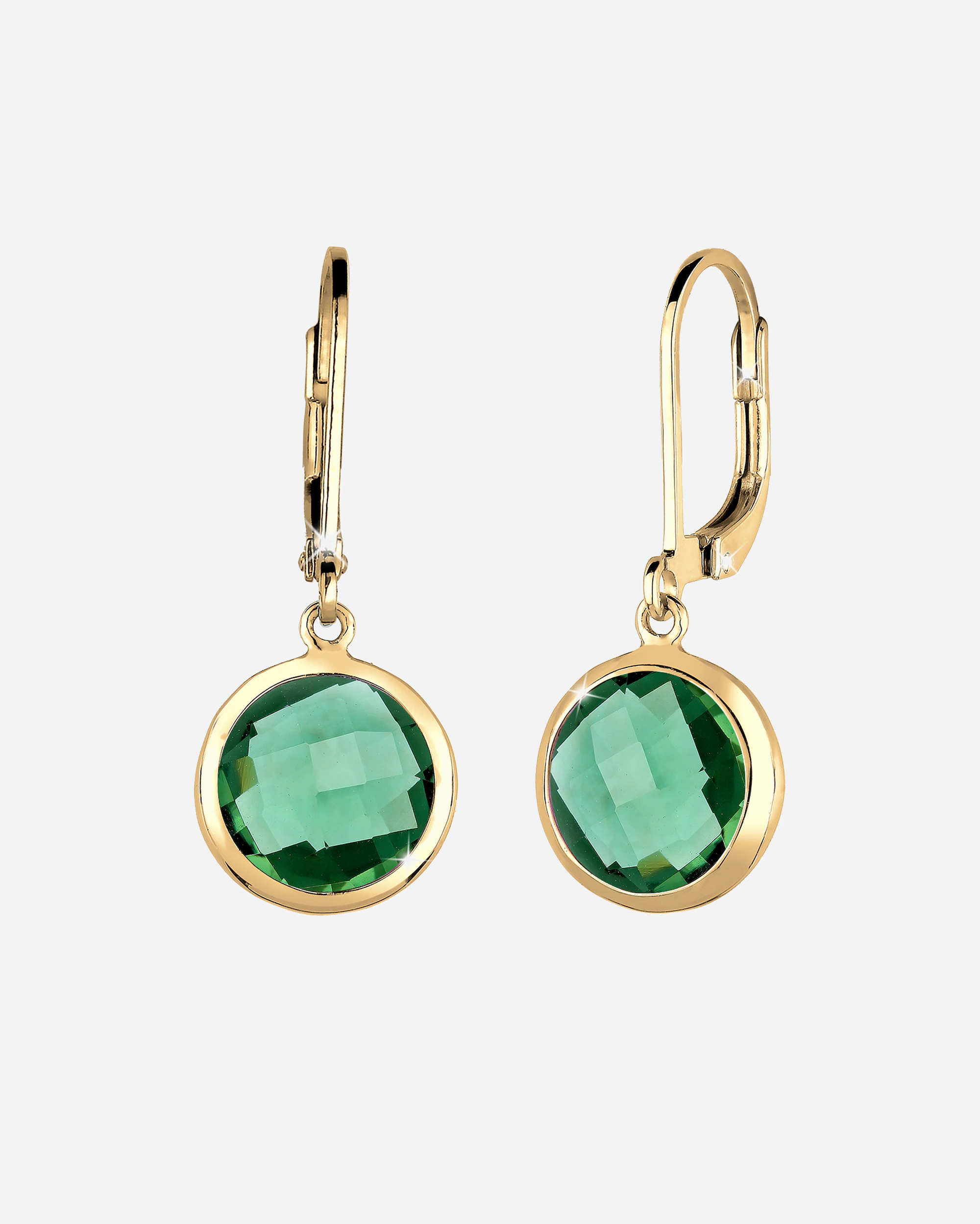 Elli PREMIUM Femmes Pendentif d'oreilles Stylé Élégant avec Quartz Vert en Argent Sterling 925 Plaqué Or
