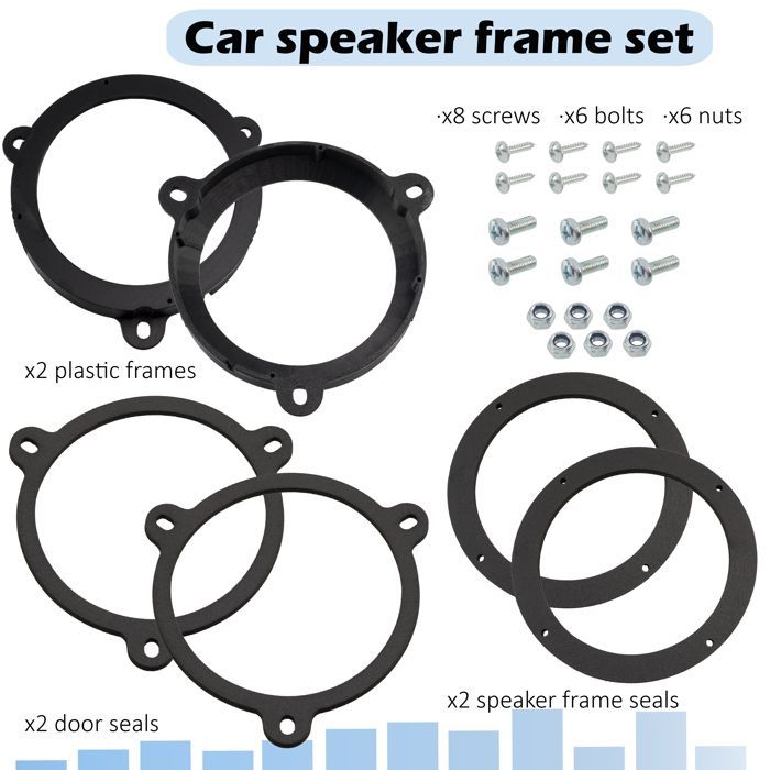 AERZETIX | Set van 2 luidsprekeradapters/beugels Ø130mm | Voor- en achterdeuren | Compatibel met Dacia Sandero Logan