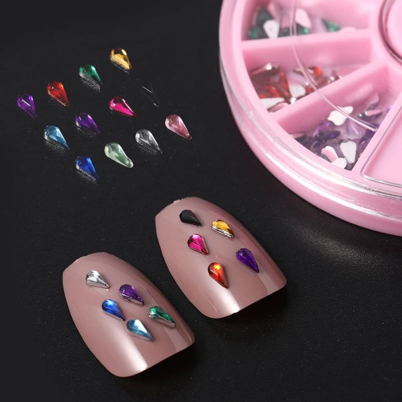 Gemengde 12 Kleur Waterdruppel Vlakke Bodem 3D Nagelkunst Decoraties Nagels in Wielen Rijnstenen Sieraden Voor DIY Nagel Accessoires Ongles