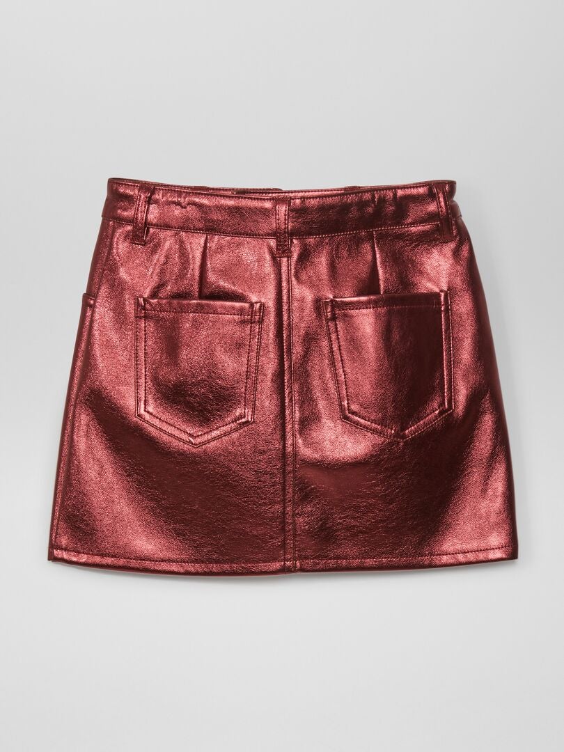 Rok van imitatieleer - ROOD