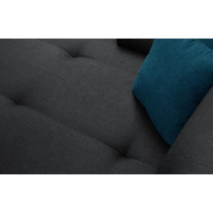Canapé d'angle convertible réversible 5 places Indian - Tissu gris foncé - L 289 x P 94/188 x H 88 cm