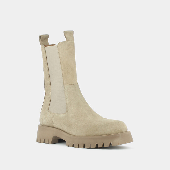 Bottines à plateformes  en croute beige