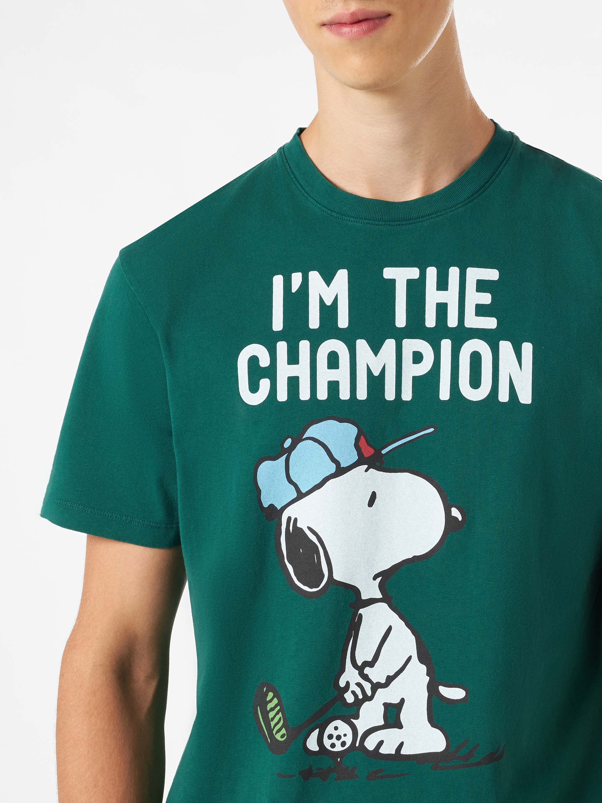 T-shirt da uomo in cotone trattamento vintage con stampa Snoopy | SNOO