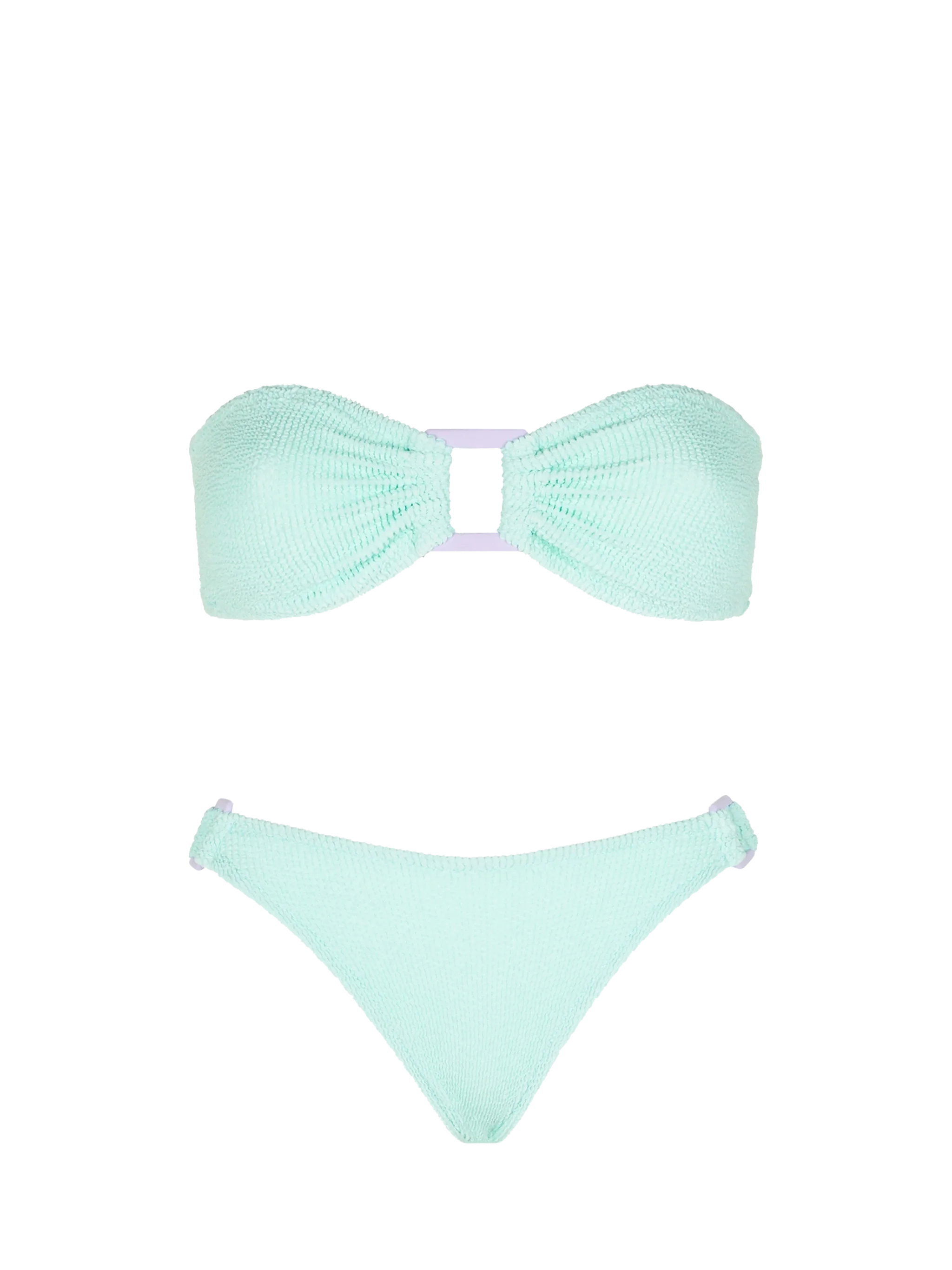 Bikini a fascia in tessuto crinkle color pastello