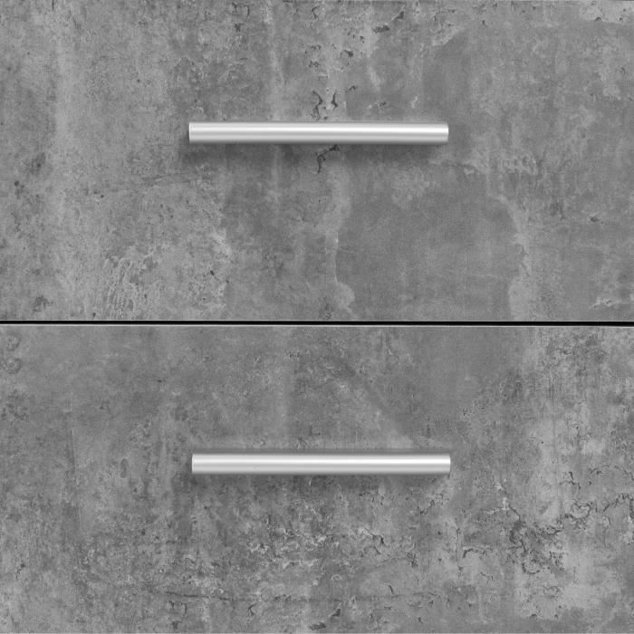 Aparador bajo PILVI - 2 puertas y 4 cajones - Blanco y hormigón claro - Ancho 122,6 x Profundidad 34,2 x Alto 81,1 cm