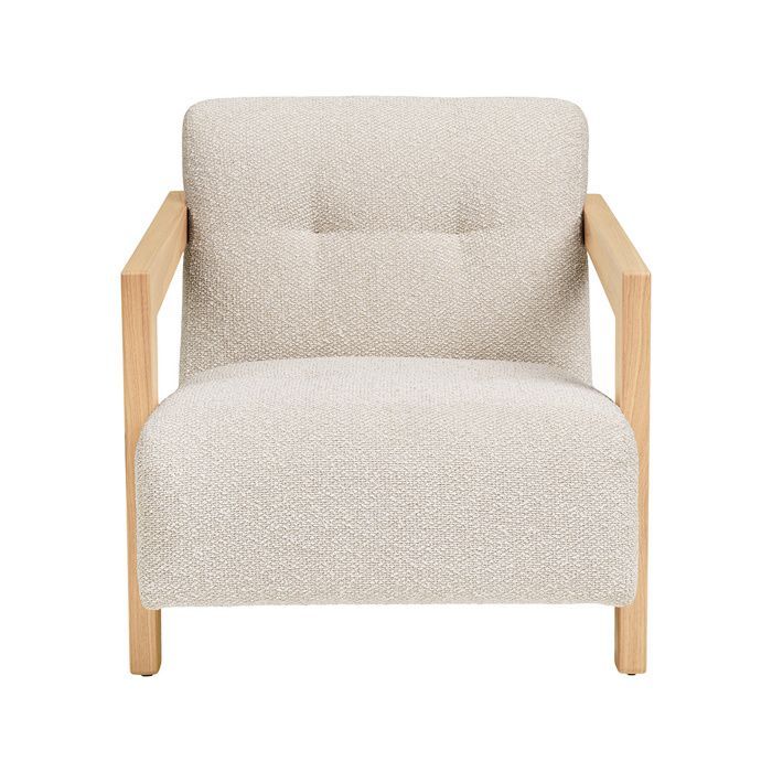 Lola - fauteuil en tissu texturé - accoudoirs en chêne massif FSC  100% - Beige