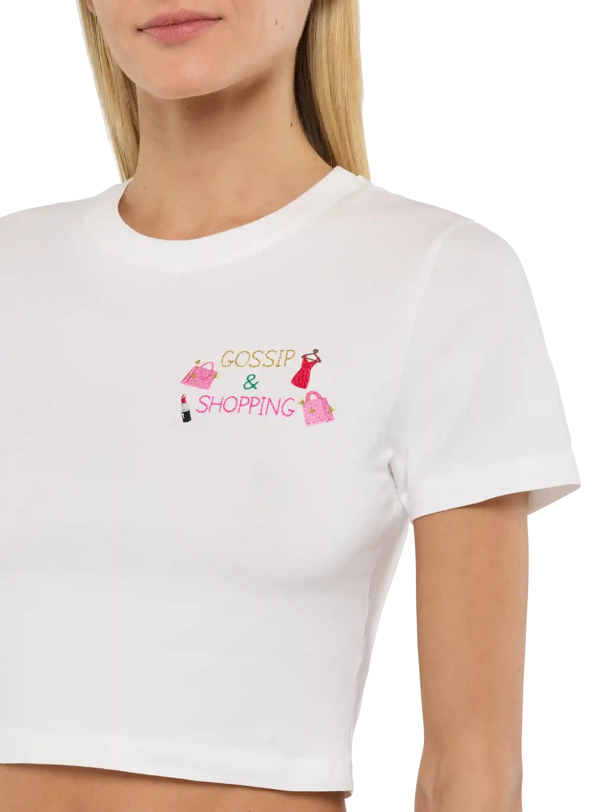 Gossip & Shopping Nives geborduurd katoenen T-shirt