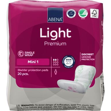 Abena Light Premium Discreet Single Wrap Mini 1 Apósito diario discreto y transpirable 20 unidades 20 unidades