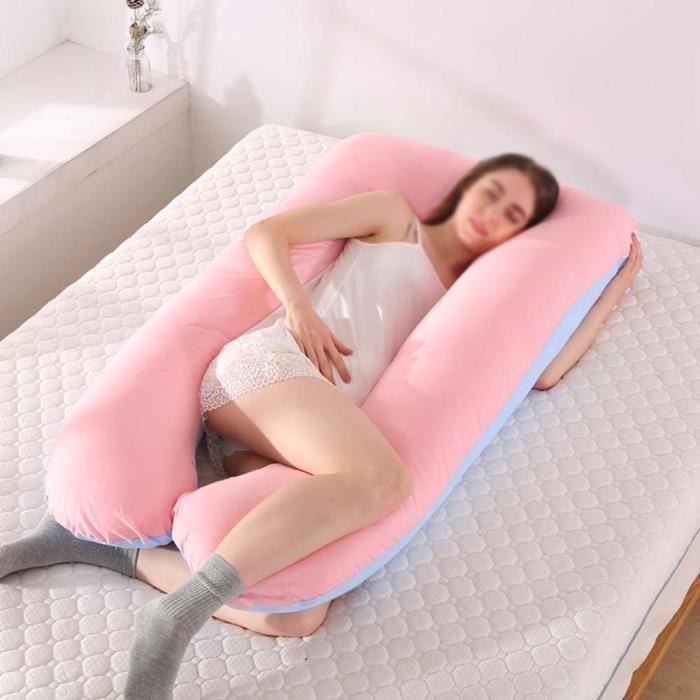 U-Shaped Pregnancy Pillow, Ergonomic Maternity Nursing Pillow, Full Body Support, Cotton-Pink-Blue, 130x70cm