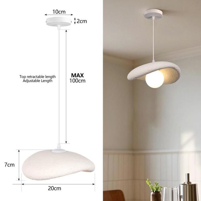WOTTES Modern Industrial Pendant Light Ø20CM Vintage Chandelier Ceiling Light Cement Edison Design for Living Room Bedroom - White 1pc