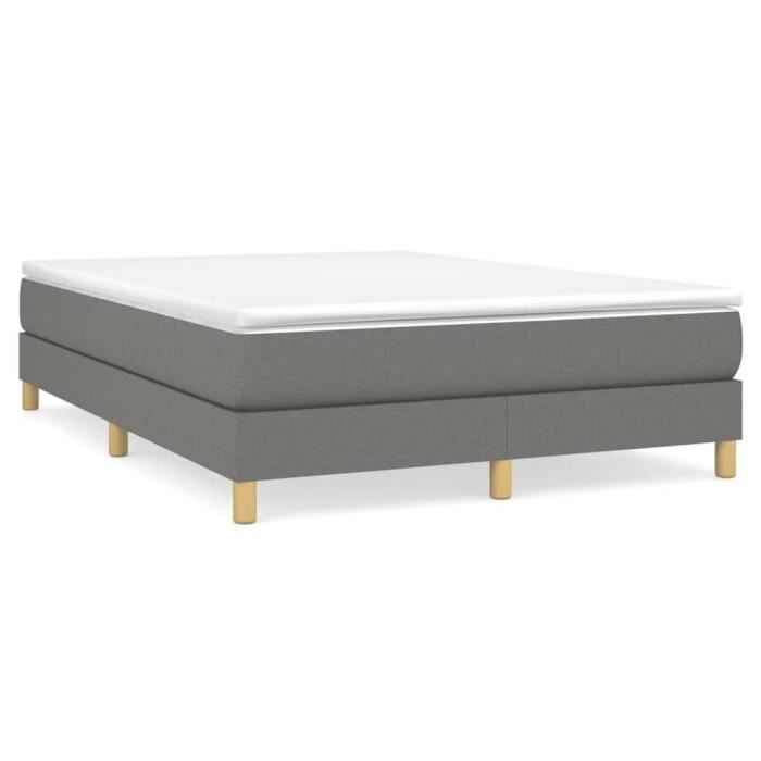 Base de cama con muelles VGEBY - 140x190 cm - Tela gris oscuro - Fácil montaje - 2 plazas