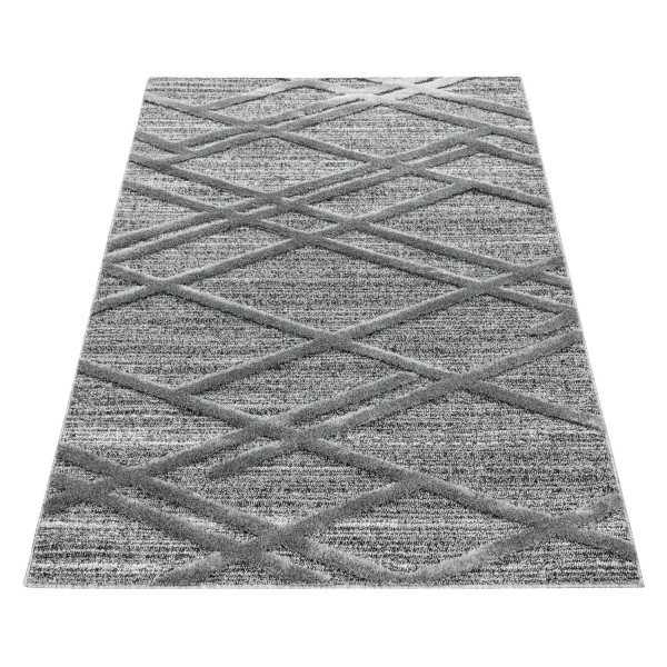 Dywan nowoczesny 3D La Casa krata szary 60 cm x 110 cm