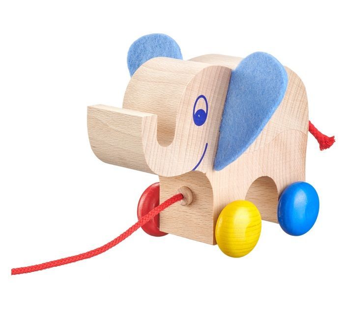 Pull toy - Selecta - Yambo - Wooden element - Beige - For babies from 12 months