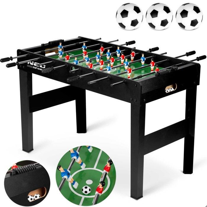 Tafelvoetbaltafel - JANSHOP - 118x61x79 cm - Zwart - NS-805 - Duurzame figuren - Rubberen stootranden