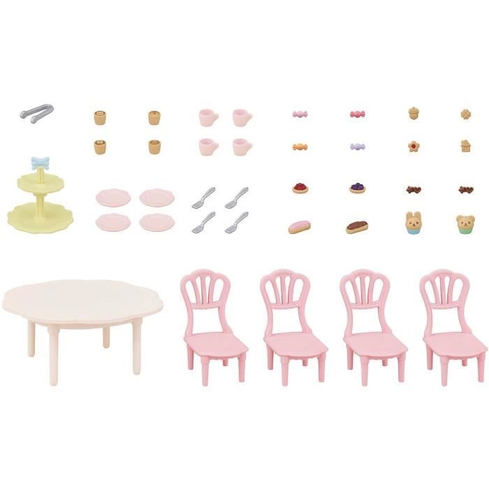 Il tavolo del tè - SYLVANIAN FAMILIES - 5742 - Tovaglietta con sedie, piatti e pasticcini