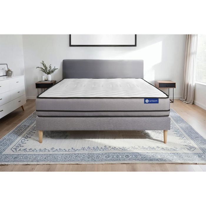 Matratze und Lattenrost-Set 90x200 cm – Grauer Lattenrost (Montage erforderlich) – Actiflex Night