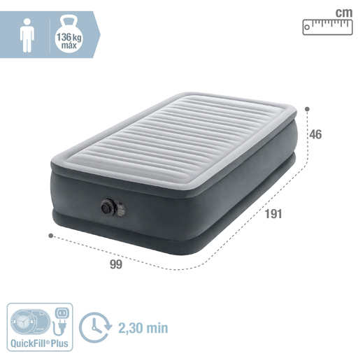 Colchón Hinchable Intex Fibertech Comfort-peluche 99x191x46 Cm