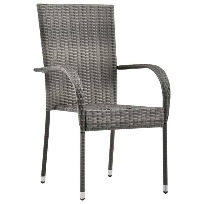 Tuineetset - BURKE - 3-delig - Grijs - Massief acaciahout - Geweven hars - Tafel van 88x88x74 cm