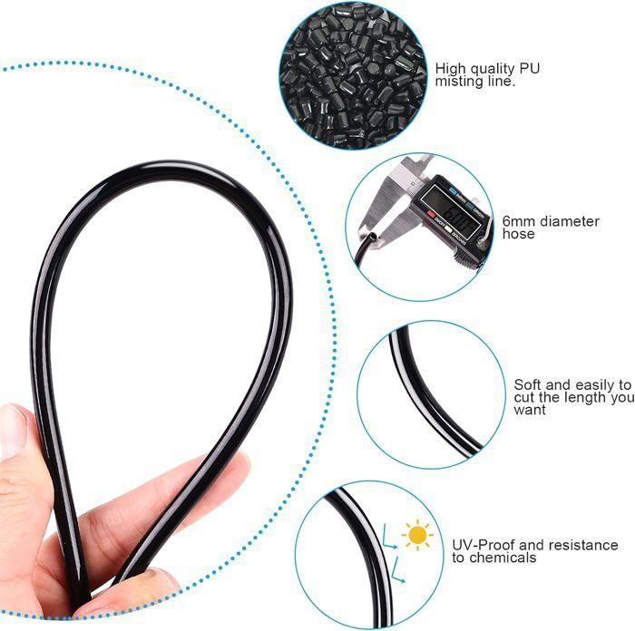 Kit d’Irrigation système de brumisateur extérieur 20m avec 23 Buses de Brume avec Joint en T, système de Refroidissement.[Q1141]