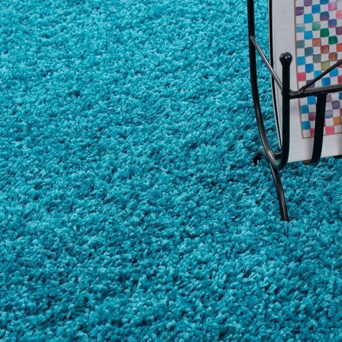 Tapis Shaggy Uni turquoise - Marque - 160x230 cm - Synthétique - Salon