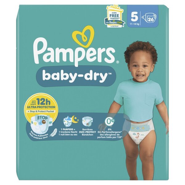 Plenice Pampers Baby-Dry velikost 5 (11–16 kg), 26 kosov