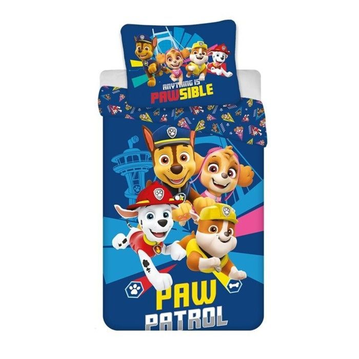 Juego de ropa de cama infantil - PAW Patrol - Chase - Funda nórdica 140x200 cm - Funda de almohada 65x65 cm - Polialgodón