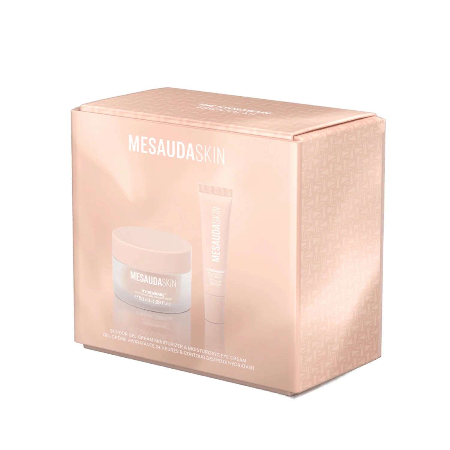 MESAUDASKIN Hydraware Essential Kit - Cofanetto Idratante, Gel viso idratante, Tratt.viso 24 ore idratante, Contorno occhi idratante