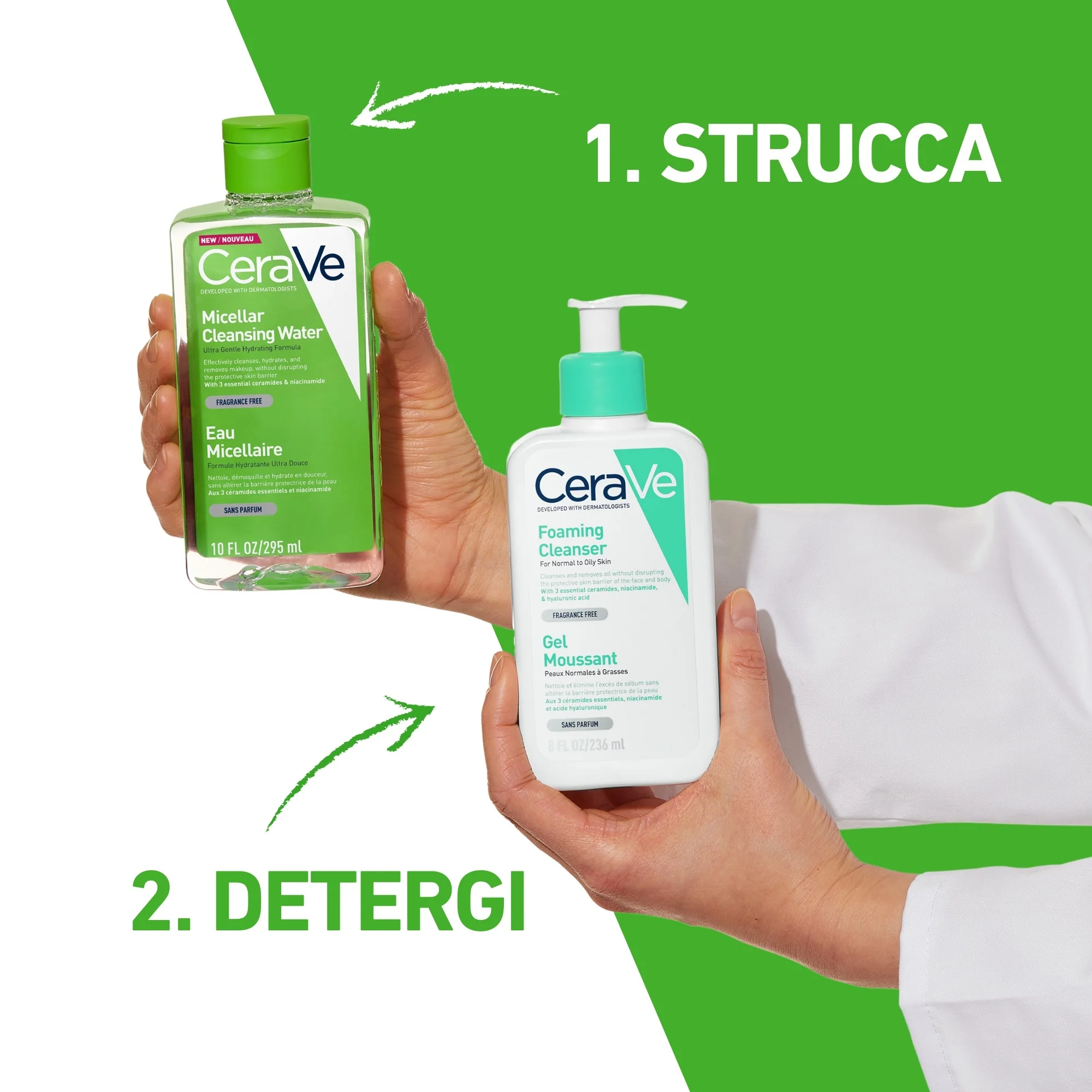 Detergenti Acqua Micellare con 3 ceramidi essenziali - Acqua detergente viso