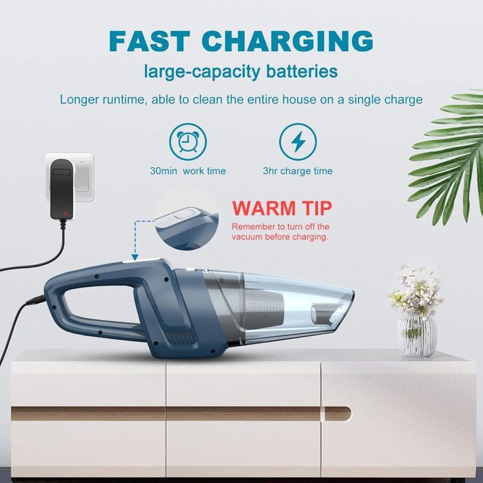 Aspirateur à Main sans Fil,Aspirateur à Main 8000pa,Puissant Aspirateur de Table 120W avec Sèche Filtre HEPA, Aspirateur Voiture