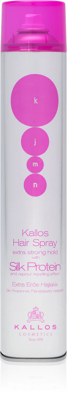 Spray de cabelo profissional Kallos KJMN com fixação muito forte.