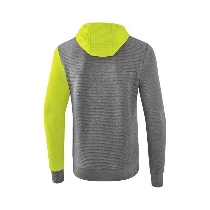 Moletom infantil com capuz - Erima - 5-C - Cinza mesclado/amarelo fluorescente/preto - Multiesportivo - Infantil - Menino