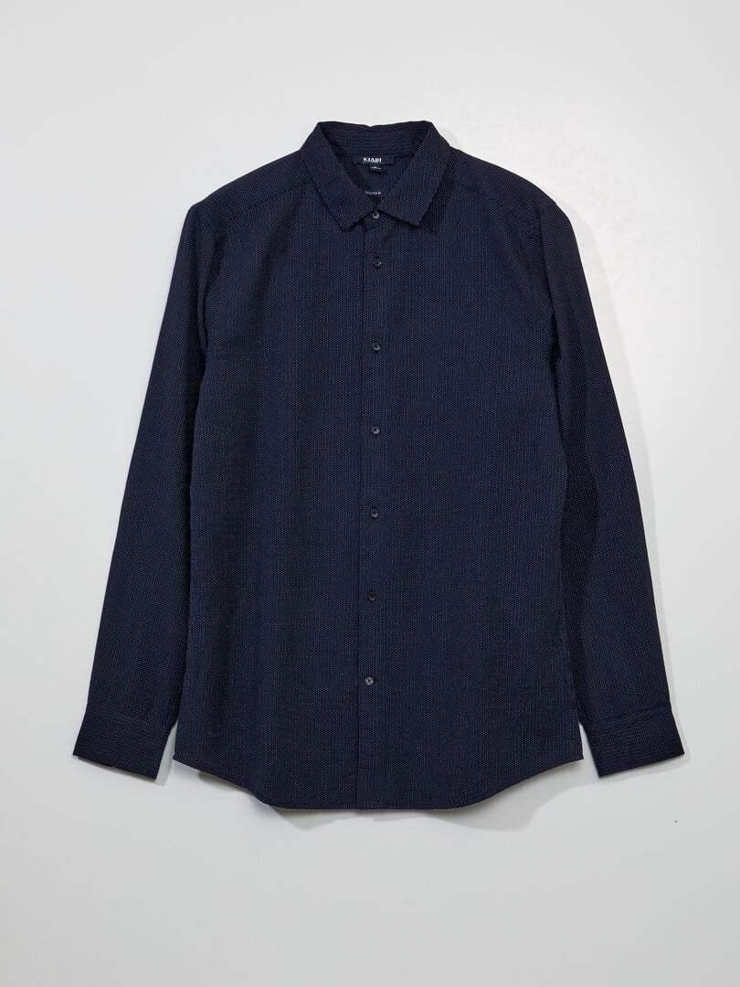 Katoenen shirt met patroon - BLAUW