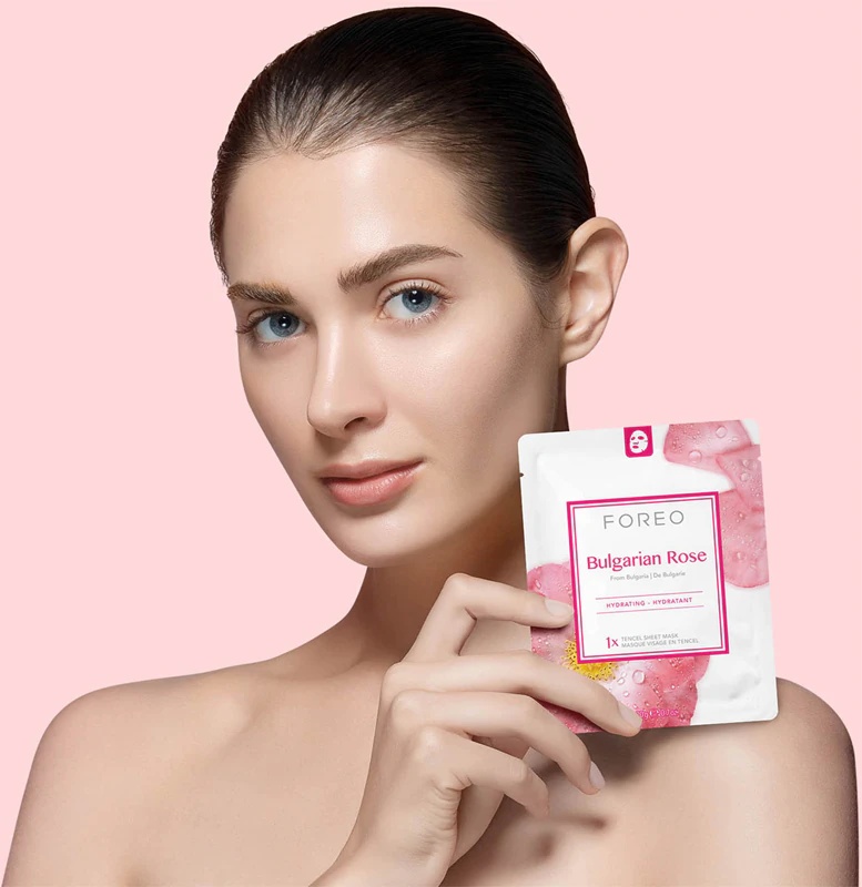 FOREO Farm to Face Sheet Mask Bulgārijas rožu mitrinoša sejas maska