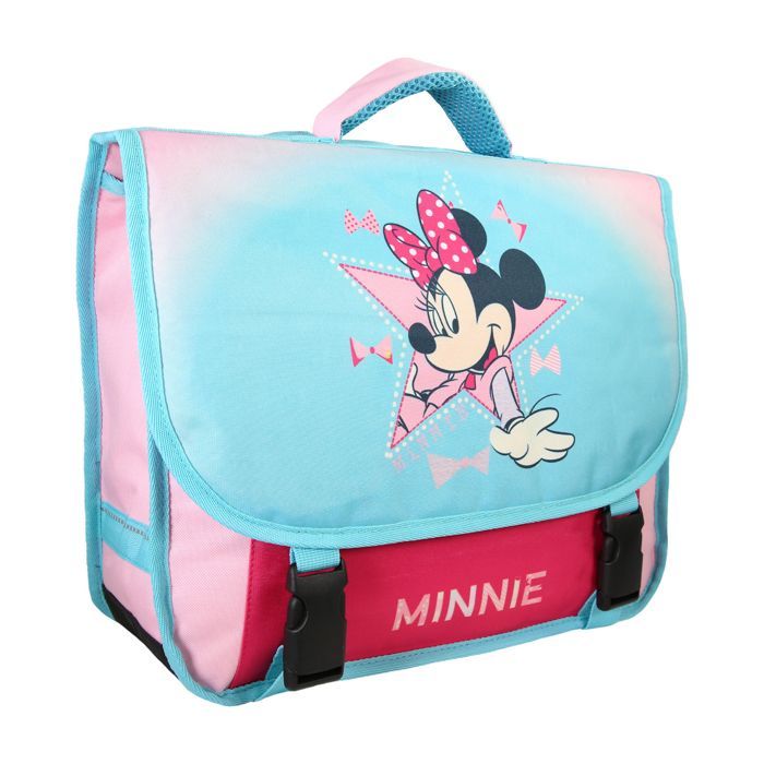 Mochila escolar Bagtrotter - Minnie - 38cm - Rosa - Menina - 2 Compartimentos - 1 Bolso Sob a Aba - Alças de Ombro Acolchoadas - Base...