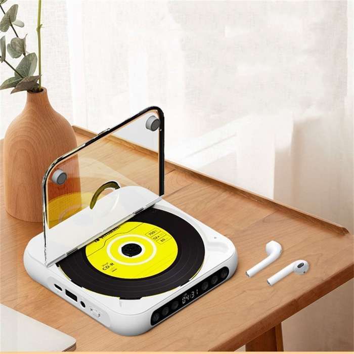 Reproductor de CD Bluetooth portátil HiFi ligero con altavoz, función de repetición, MP3, AUX y USB.