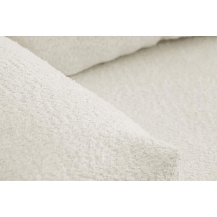 Banquette convertible 3 places TEIJO - Tissu bouclette beige - Coffre de rangement - L187 x P91x H82 cm