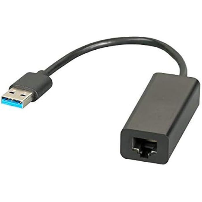 USB to Ethernet Adapter - EFB-ELEKTRONIK - USB 3.0 to RJ45 - 10/100/1000 Mbps - Black - 109 mm