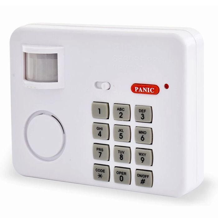 Kit de alarma inalámbrico con sirena y detector de movimiento - Alcance de detección de 100° y 5 m - Sirena, teclado, botón de pánico - Seguridad