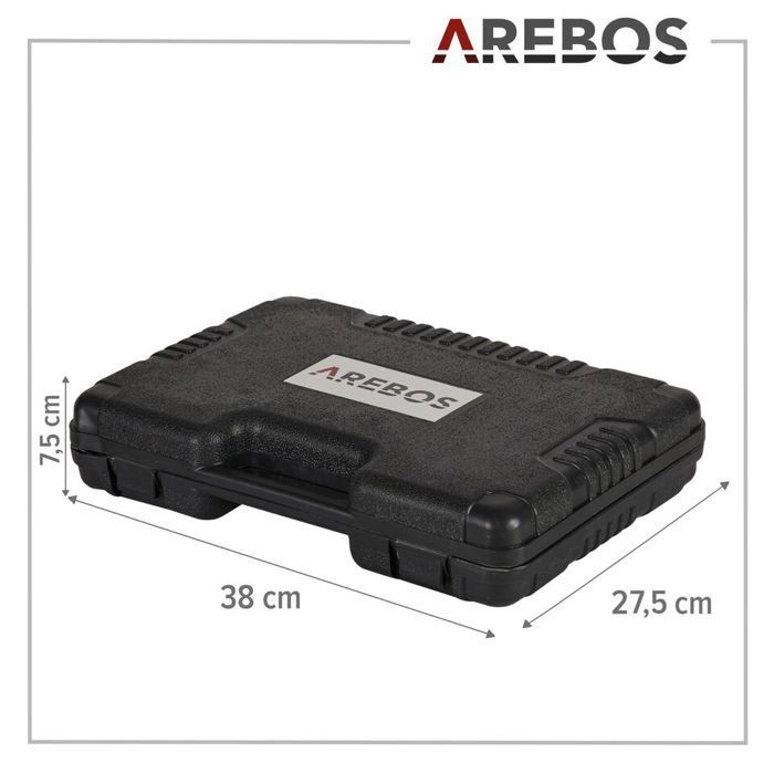 AREBOS Mallette à outils 108 pièces Jeu de douilles Outils Douilles Cliquet Boîte