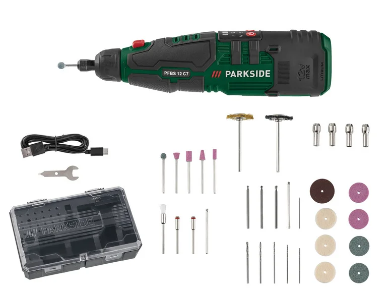 Furadeira/Esmerilhadeira de Precisão PARKSIDE® sem fio PFBS 12 C7, 12 V